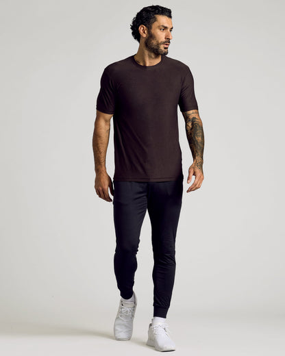 Dark Heather Cocoa Active Crew Neck Tee