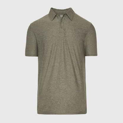 Heather Military Green Active Short Sleeve Polo