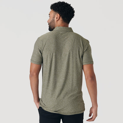 Heather Military Green Active Short Sleeve Polo