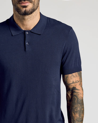 Navy Short Sleeve Sweater Polo