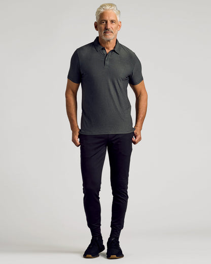 Charcoal Heather Gray Active Short Sleeve Polo
