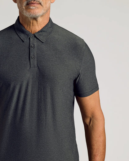 Charcoal Heather Gray Active Short Sleeve Polo