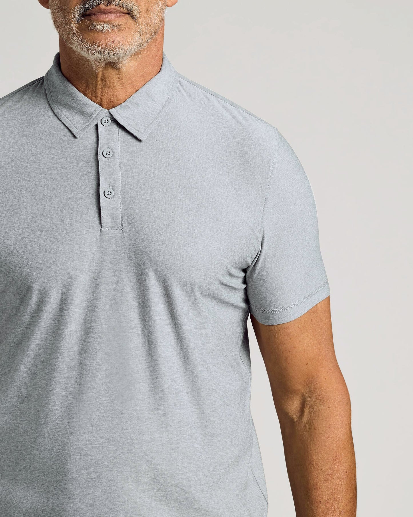 Heather Light Gray Active Short Sleeve Polo