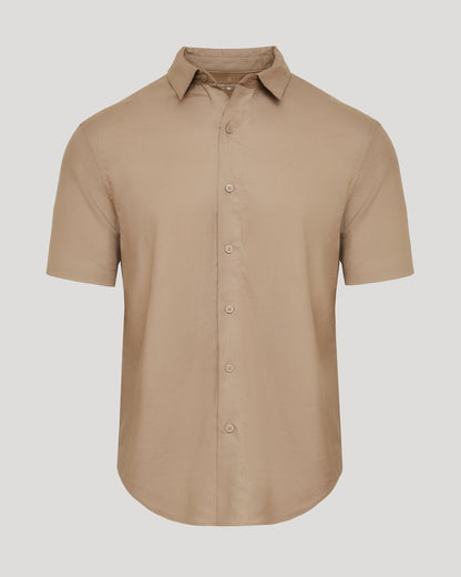 Dusty Taupe Short Sleeve Linen Shirt