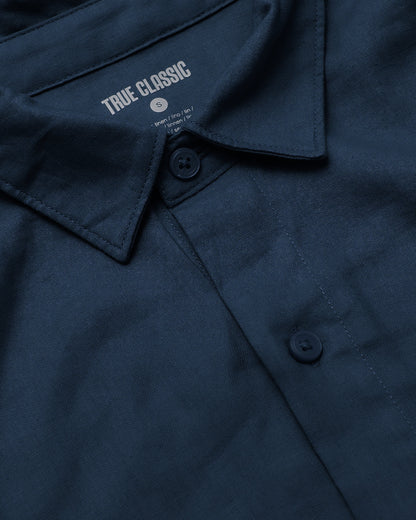 Navy Short Sleeve Linen Shirt