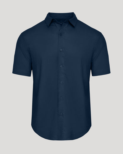 Navy Short Sleeve Linen Shirt
