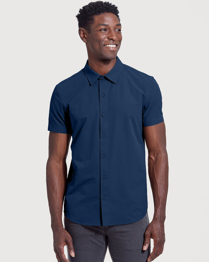 Navy & White Commuter Short Sleeve Shirt 2-Pack