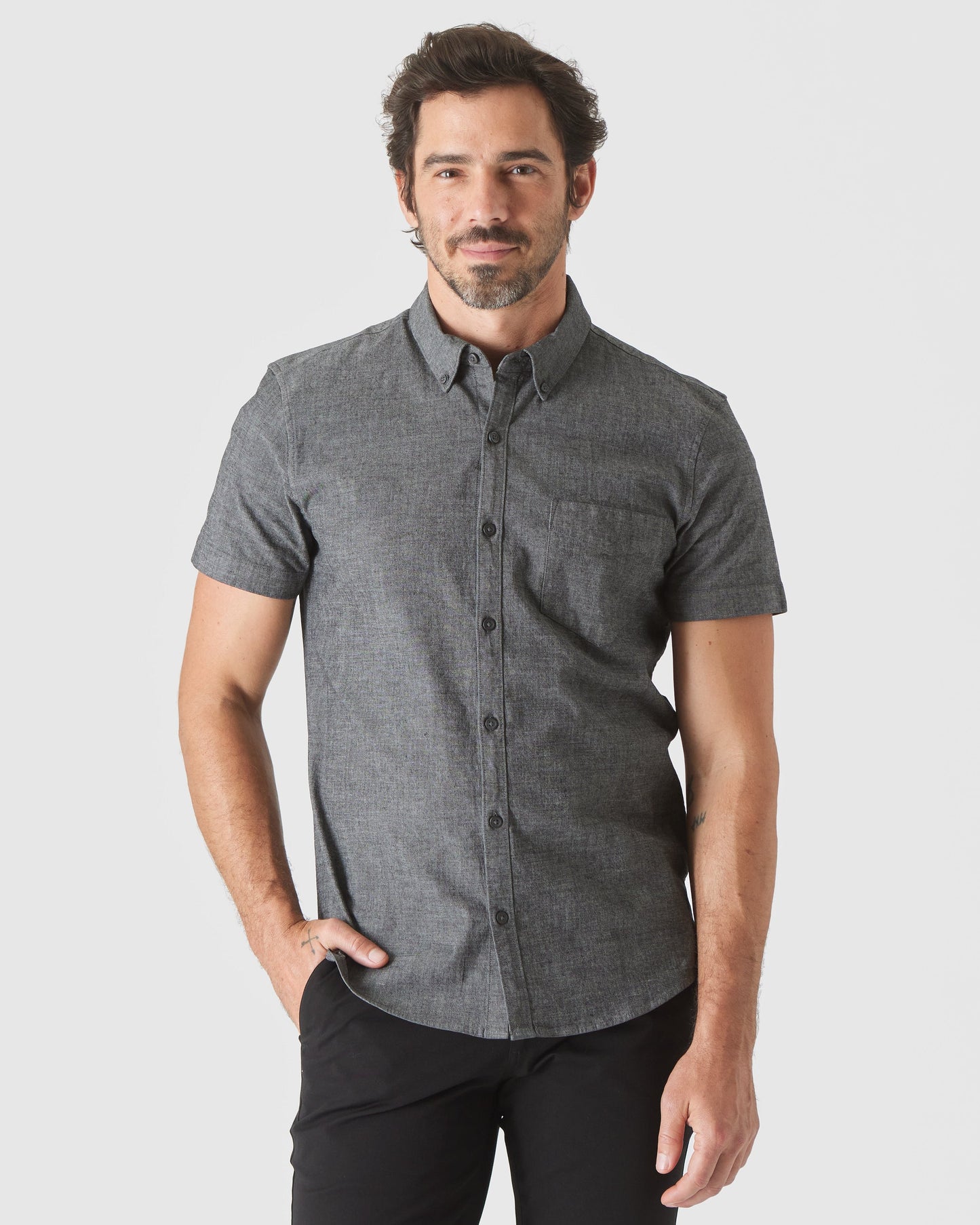 Short Sleeve Stretch Chambray Shirt 3-Pack