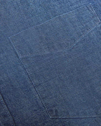 Light Indigo Wash Short Sleeve Stretch Chambray Shirt