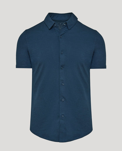 Dark Heather Navy Short Sleeve Comfort Knit Shirt