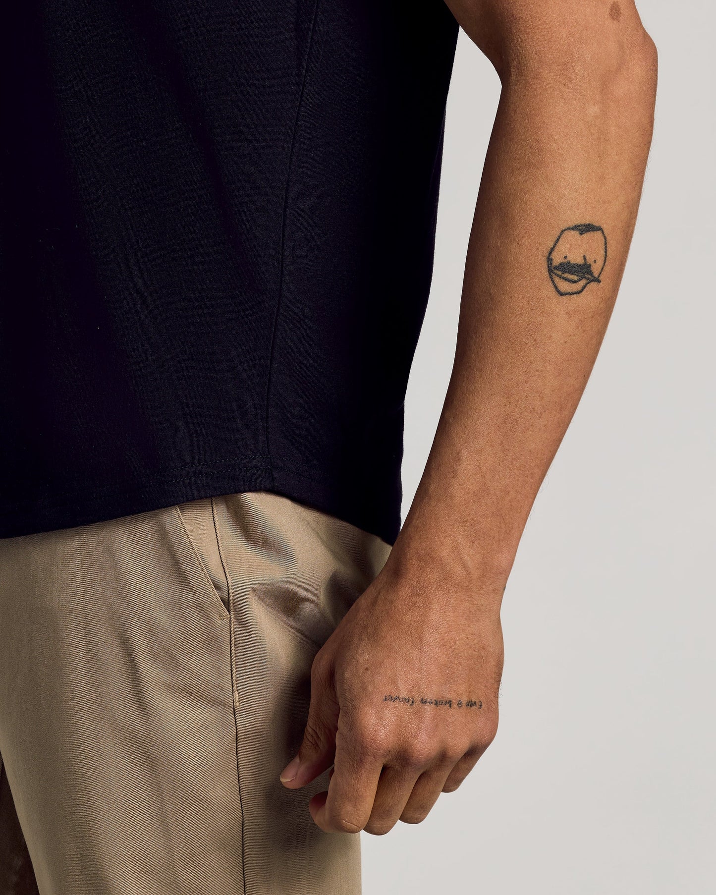 Black Curved Hem Classic Crew Neck