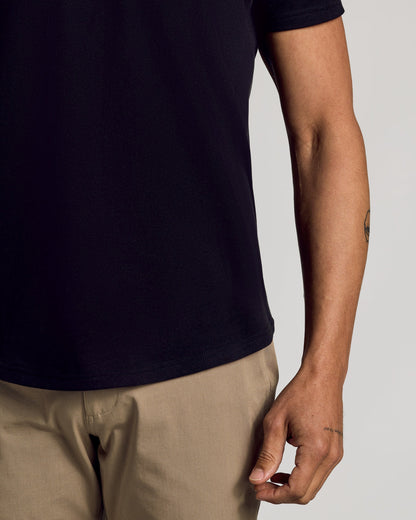 Black Curved Hem Classic Crew Neck