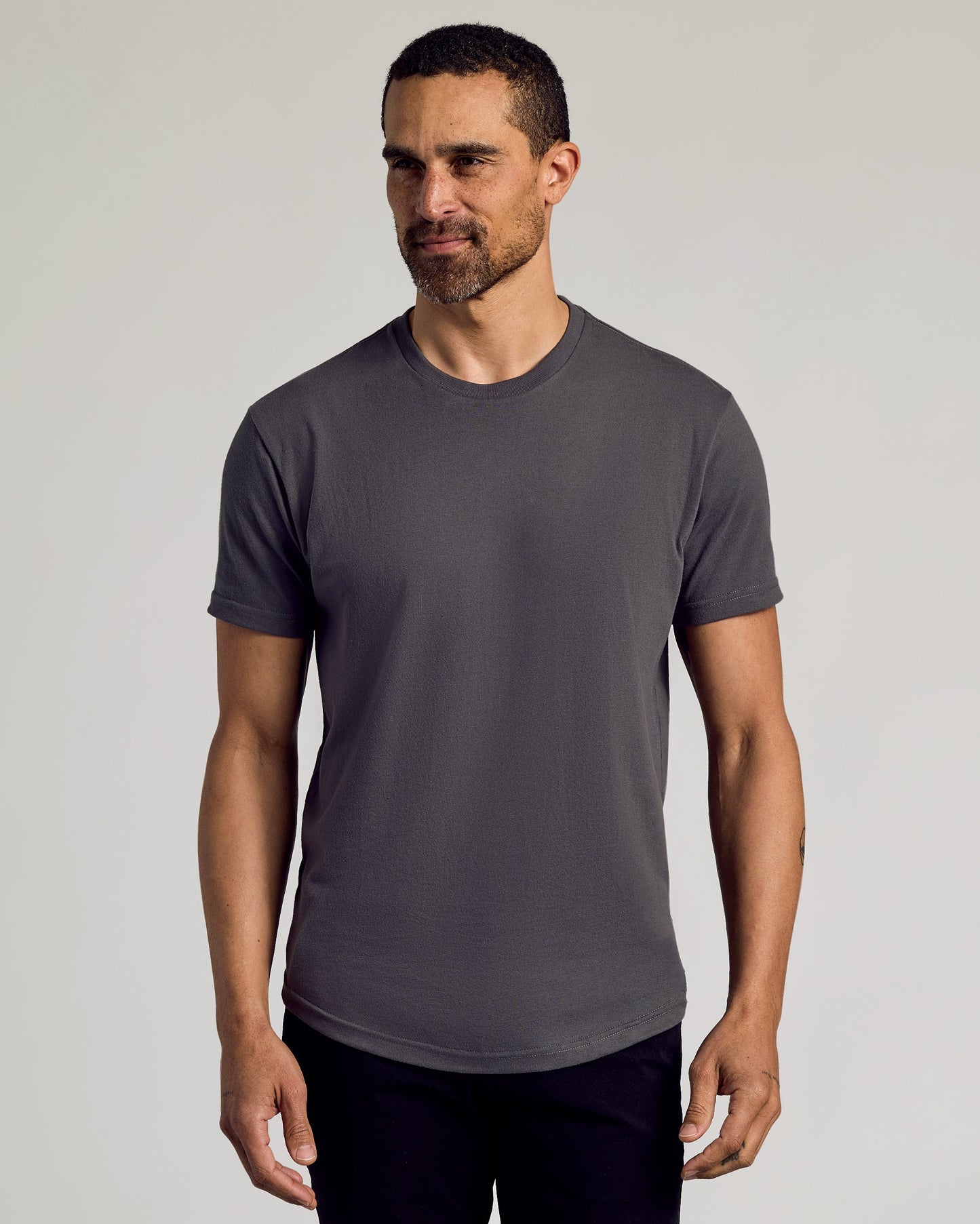 Carbon Curved Hem Classic Crew Neck
