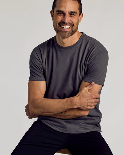 Carbon Curved Hem Classic Crew Neck