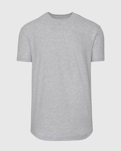 Heather Gray Curved Hem Classic Crew Neck