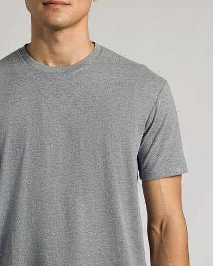 Heather Gray Curved Hem Classic Crew Neck