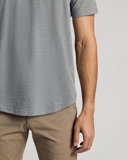 Heather Gray Curved Hem Classic Crew Neck