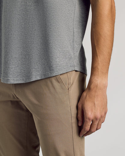 Heather Gray Curved Hem Classic Crew Neck