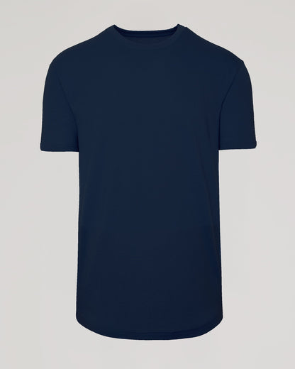 Navy Curved Hem Classic Crew Neck