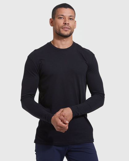 Black Classic Long Sleeve Crew Neck 3-Pack