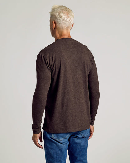 Dark Heather Cocoa Classic Long Sleeve Crew Neck