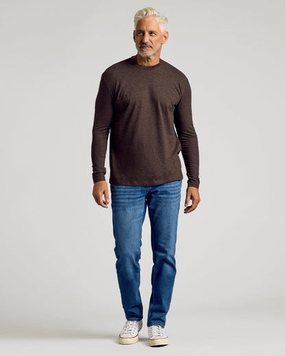 Dark Heather Cocoa Classic Long Sleeve Crew Neck