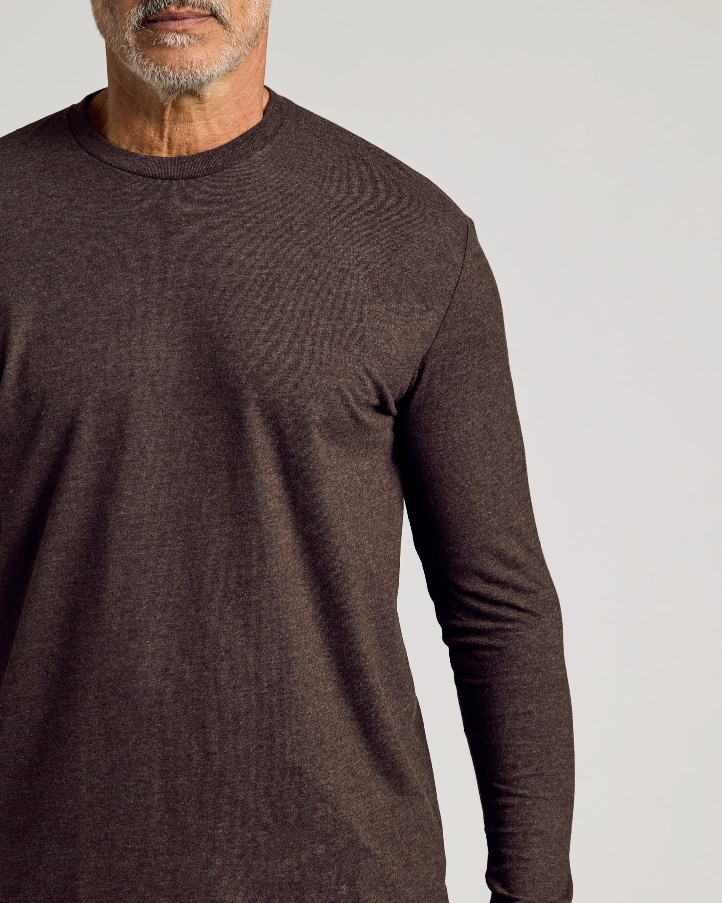 Dark Heather Cocoa Classic Long Sleeve Crew Neck