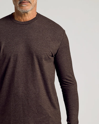 Dark Heather Cocoa Classic Long Sleeve Crew Neck