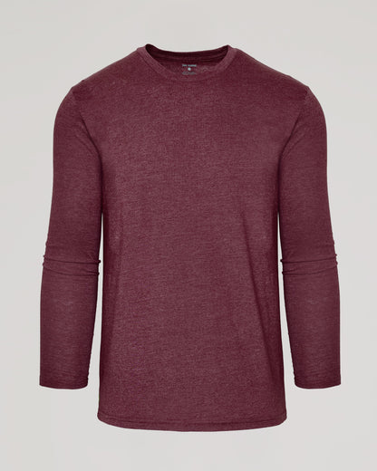 Dark Heather Burgundy Classic Long Sleeve Crew Neck