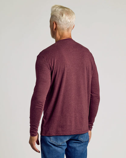 Dark Heather Burgundy Classic Long Sleeve Crew Neck
