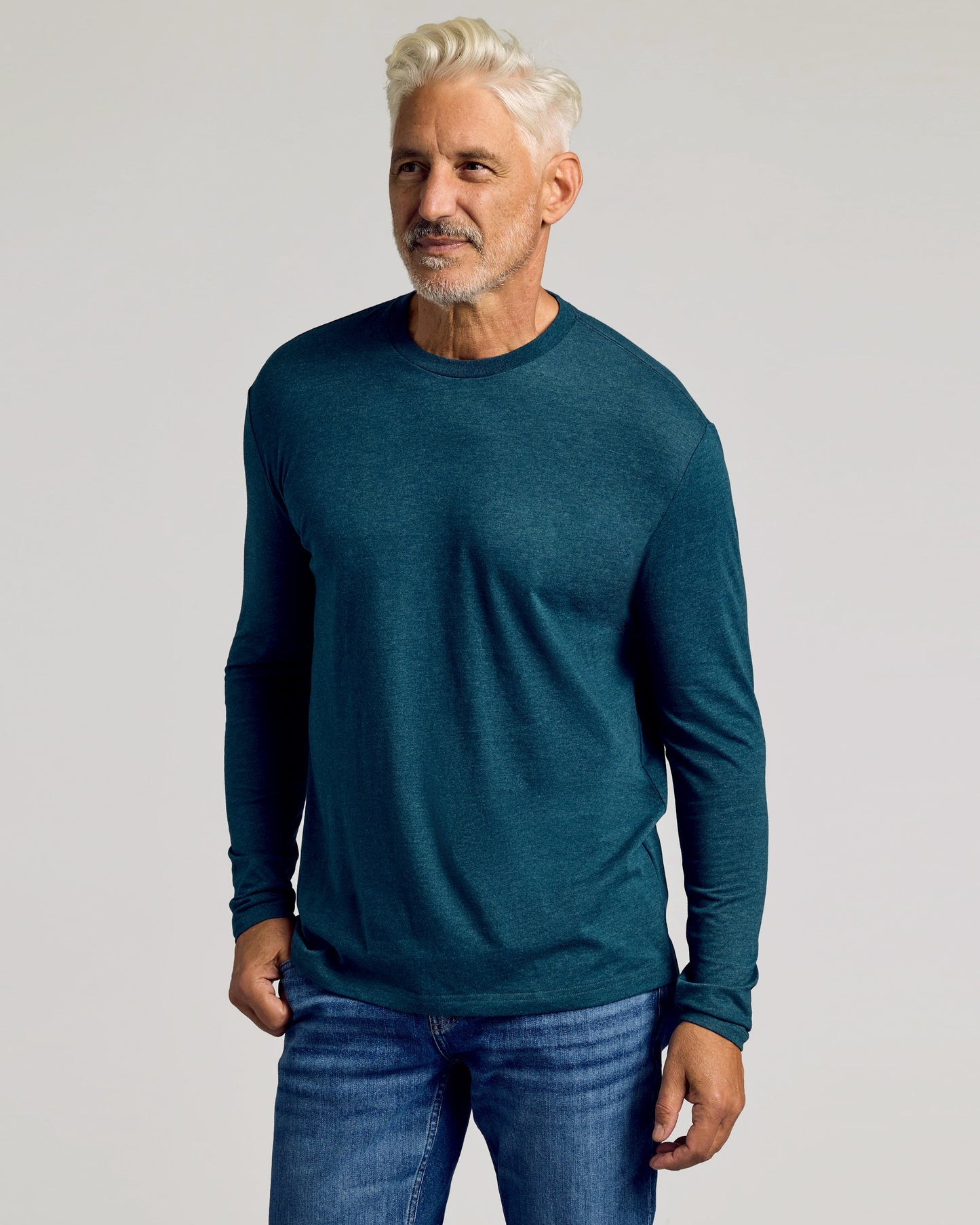 Dark Heather Pond Classic Long Sleeve Crew Neck