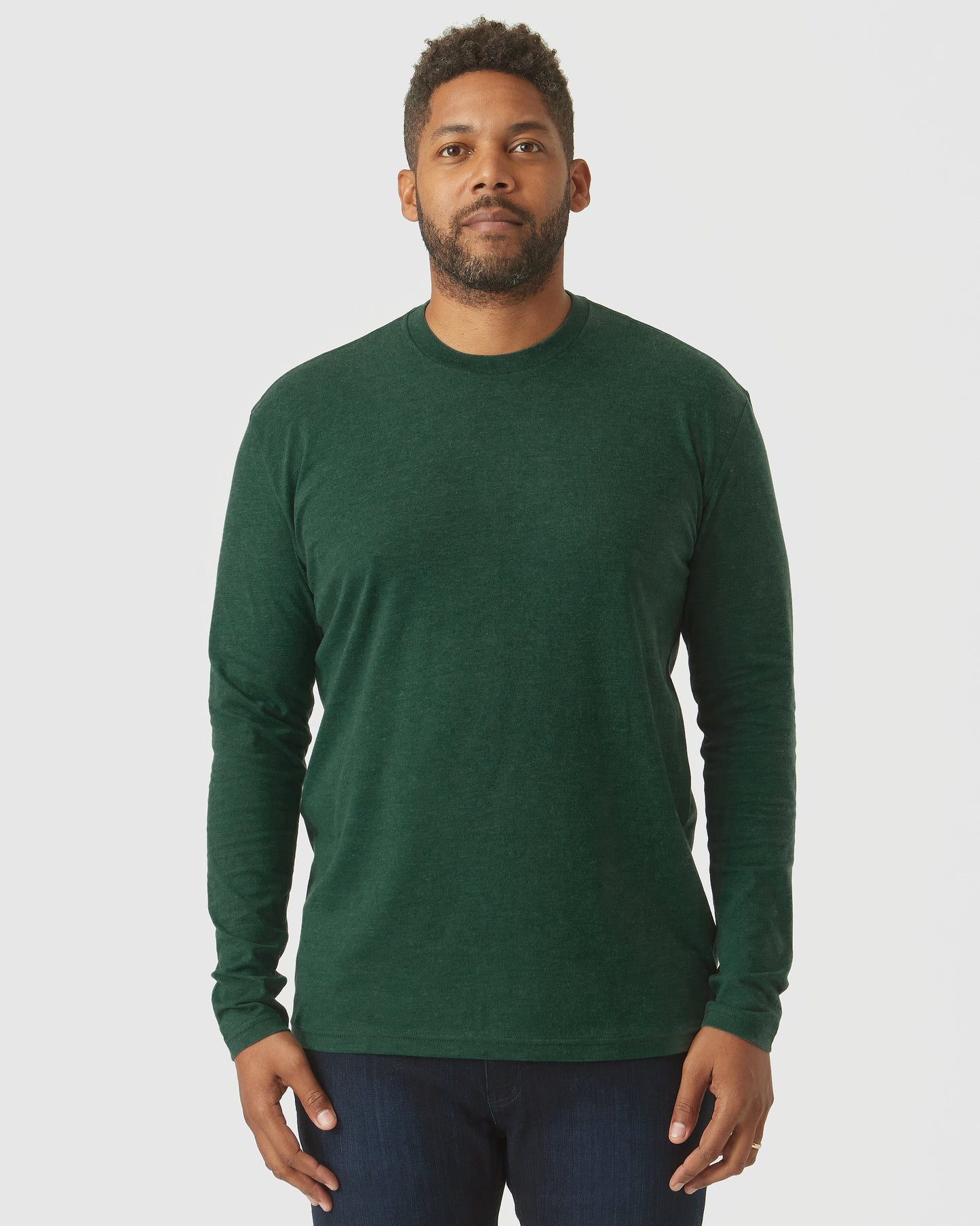 Evergreen Heather Classic Long Sleeve Crew Neck
