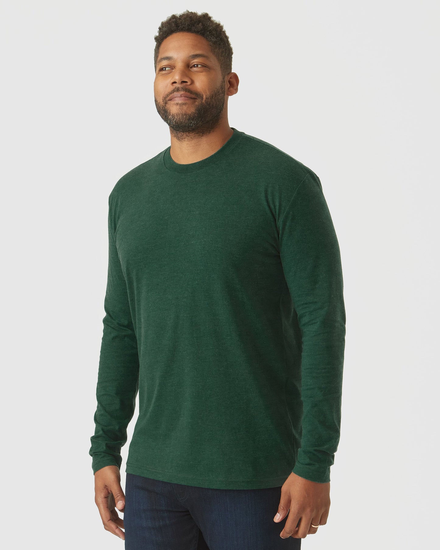 Evergreen Heather Classic Long Sleeve Crew Neck