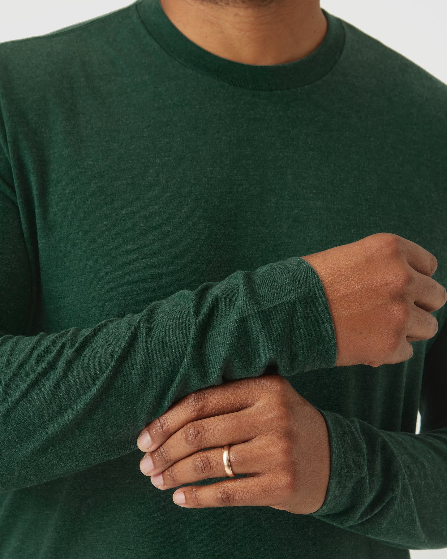Evergreen Heather Classic Long Sleeve Crew Neck