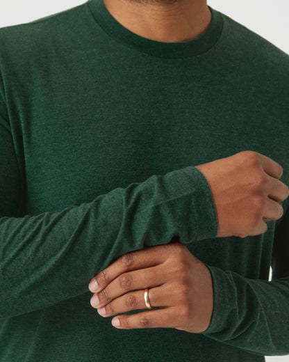 Evergreen Heather Classic Long Sleeve Crew Neck