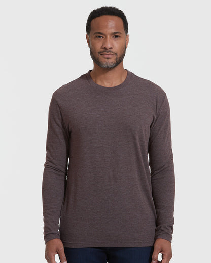 Heather Dark Oak Classic Long Sleeve Crew Neck