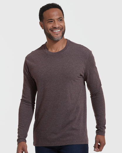 Heather Dark Oak Classic Long Sleeve Crew Neck
