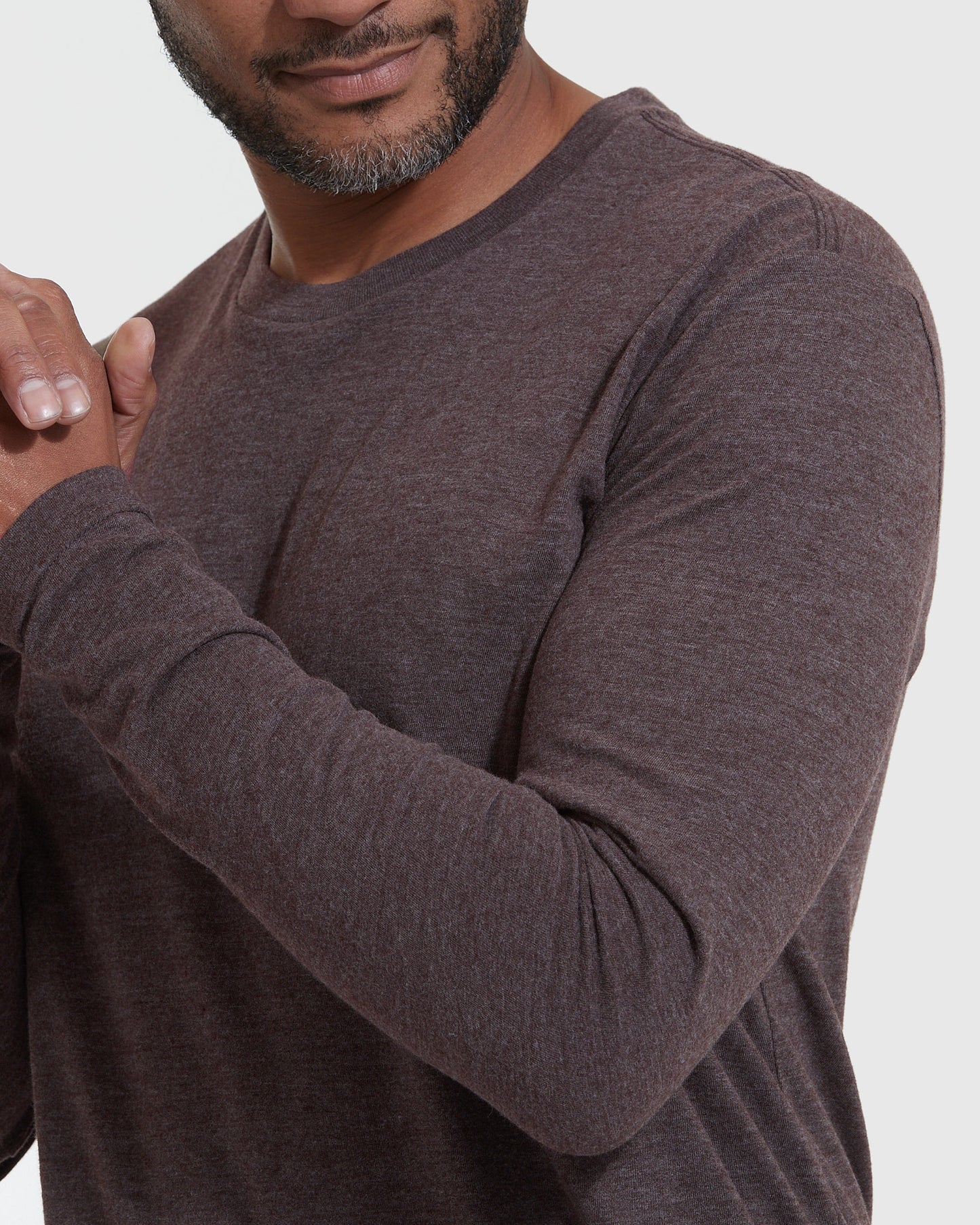 Heather Dark Oak Classic Long Sleeve Crew Neck