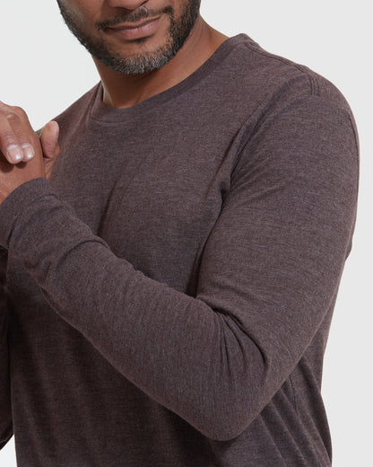 Heather Dark Oak Classic Long Sleeve Crew Neck