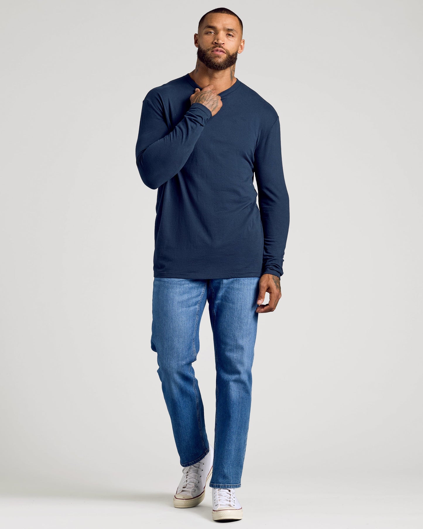 Navy Classic Long Sleeve Crew Neck