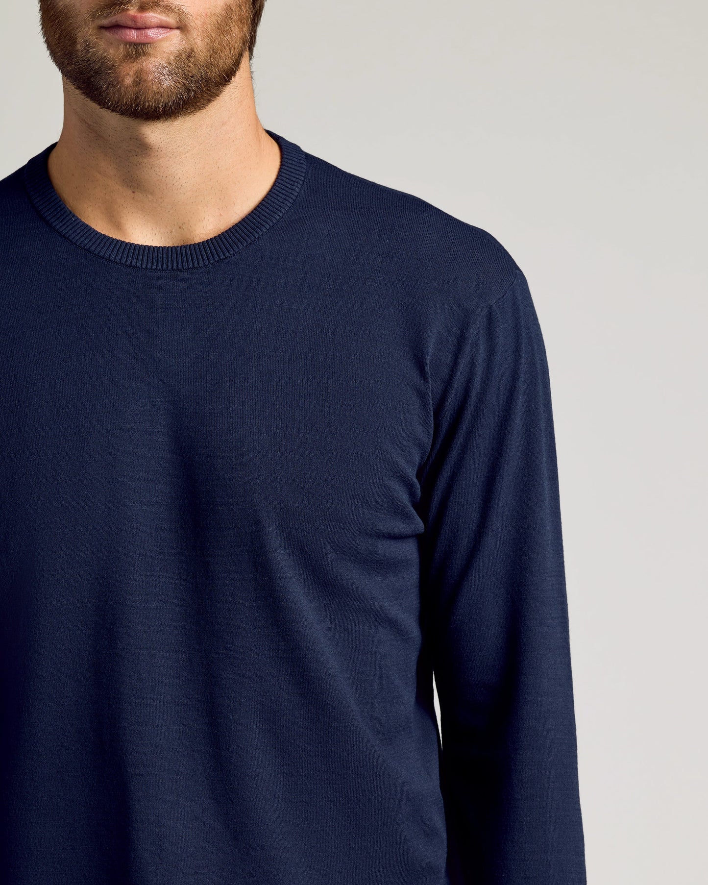 Navy Dressy Crew Neck Sweater