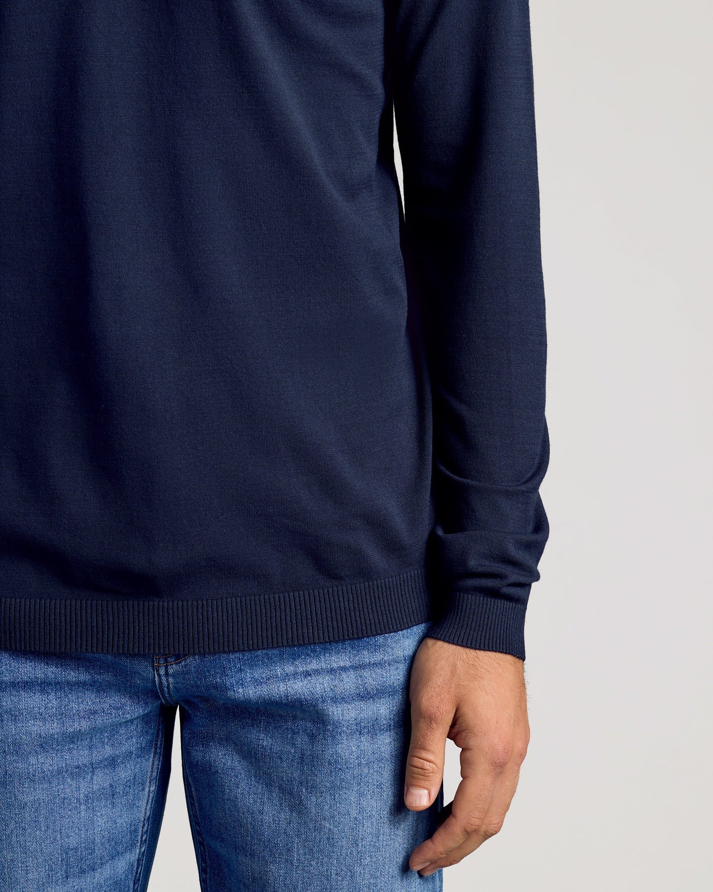 Navy Dressy Crew Neck Sweater