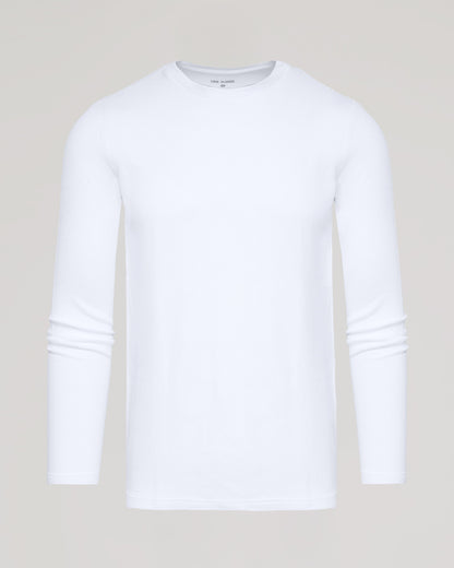 White Waffle Long Sleeve Crew Neck