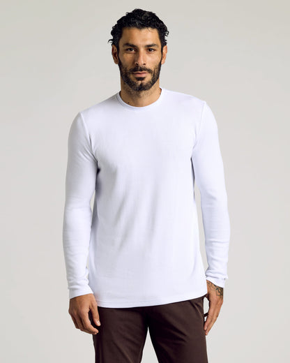 White Waffle Long Sleeve Crew Neck 6-Pack