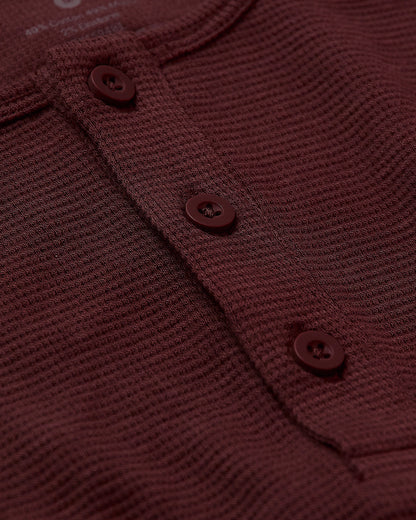 Mahogany Waffle Long Sleeve Henley