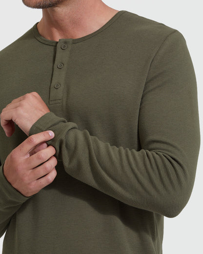 Waffle Long Sleeve Henley 3-Pack