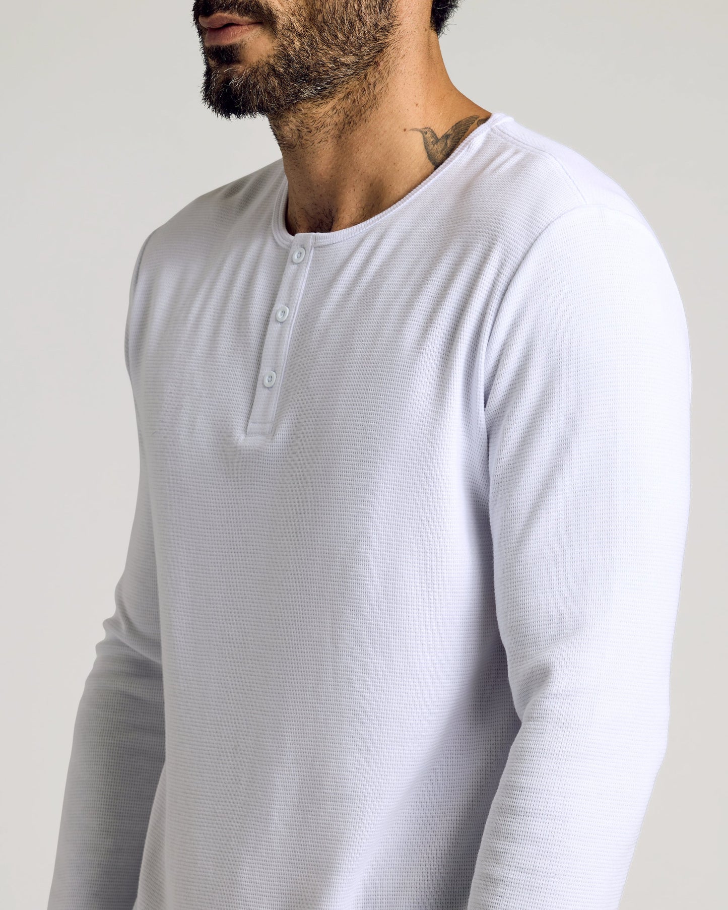 White Waffle Long Sleeve Henley 3-Pack
