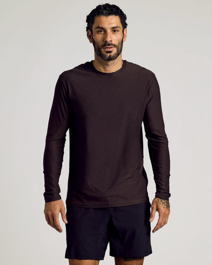Dark Heather Cocoa Active Long Sleeve Crew T-Shirt