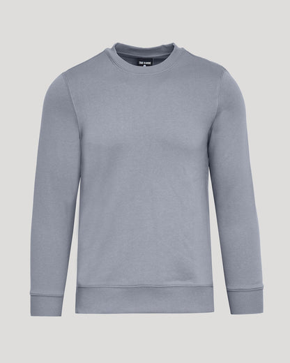 Dusty Blue Fleece French Terry Pullover Crew Neck