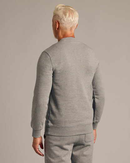 Dark Heather Gray Fleece French Terry Pullover Crew Neck
